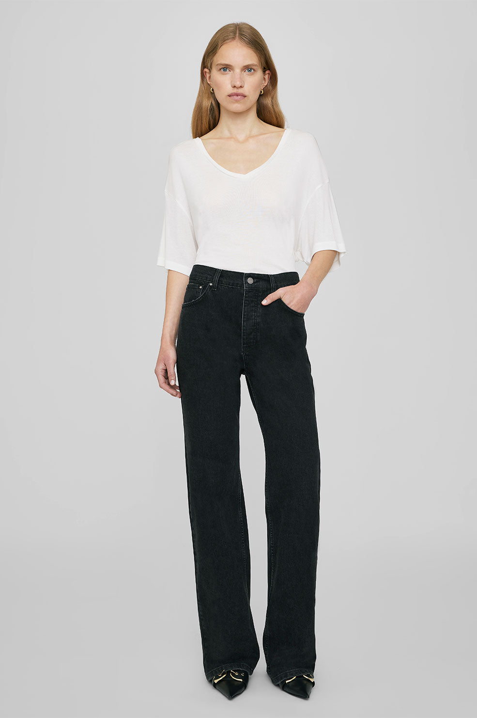 Anine Bing | Vale Tee - Off White Cashmere Blend