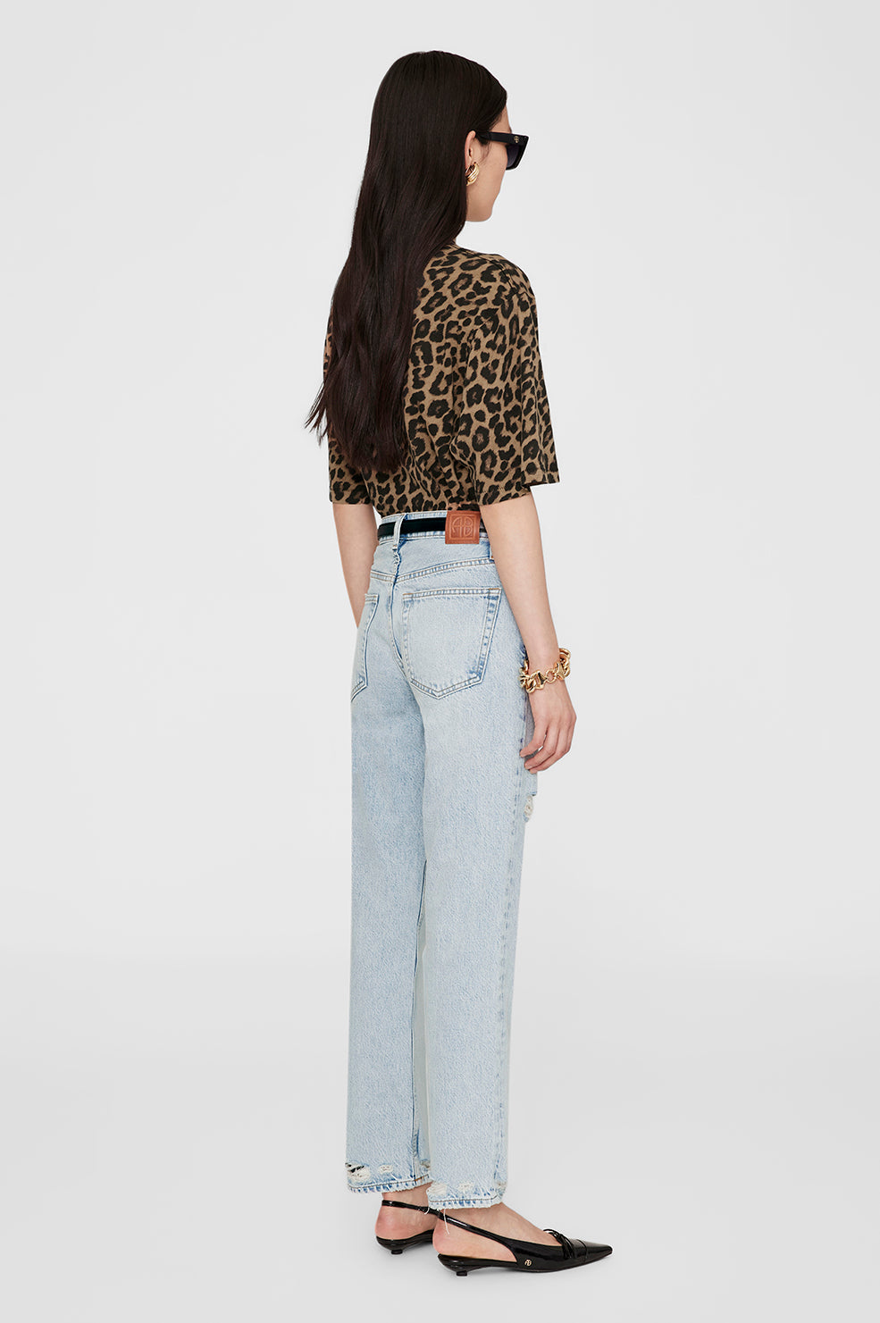 Anine Bing | Avi Tee - Black & Brown Leopard
