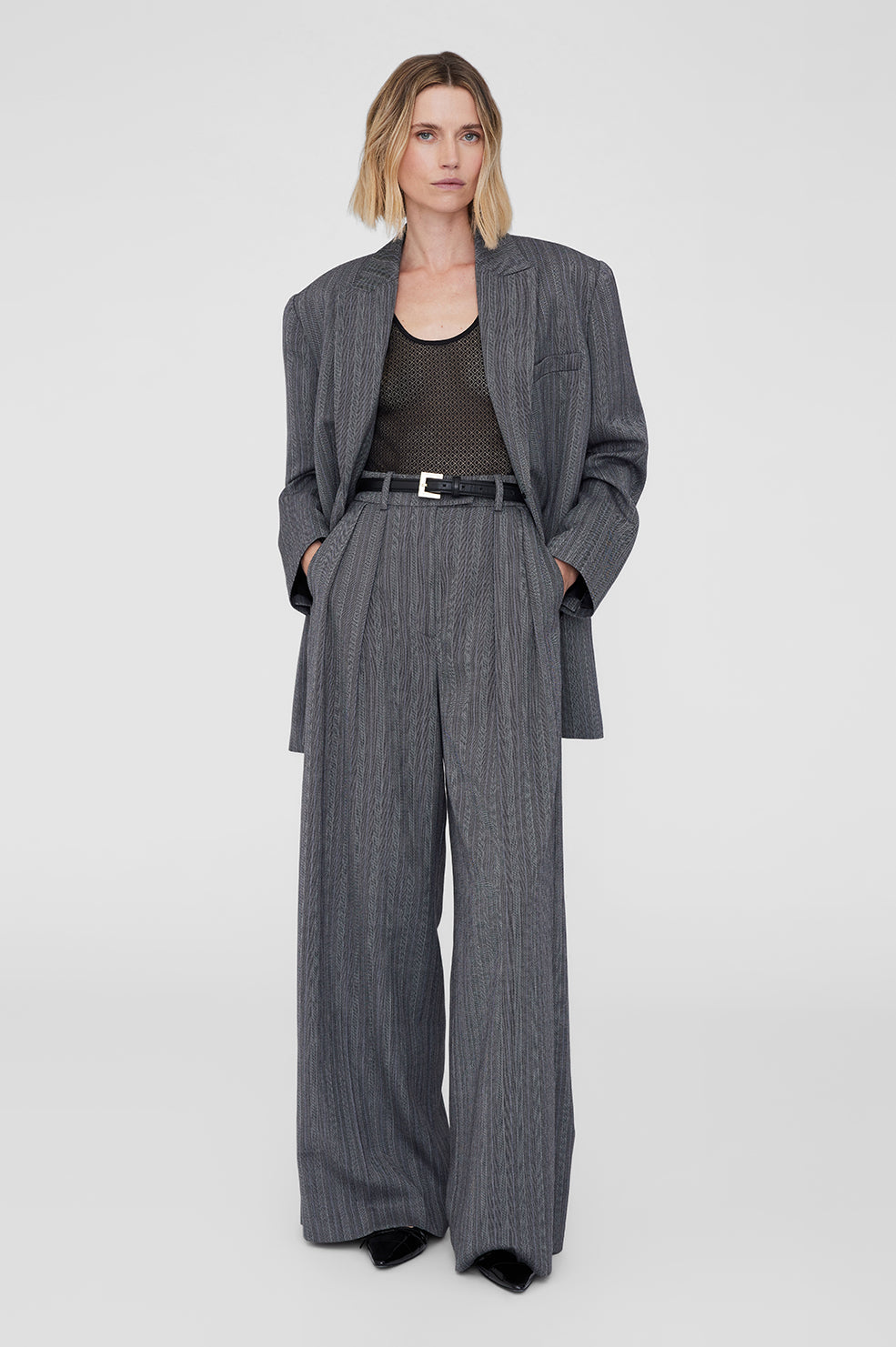 Anine Bing | Alysha Bodysuit - Black Geometric Lace