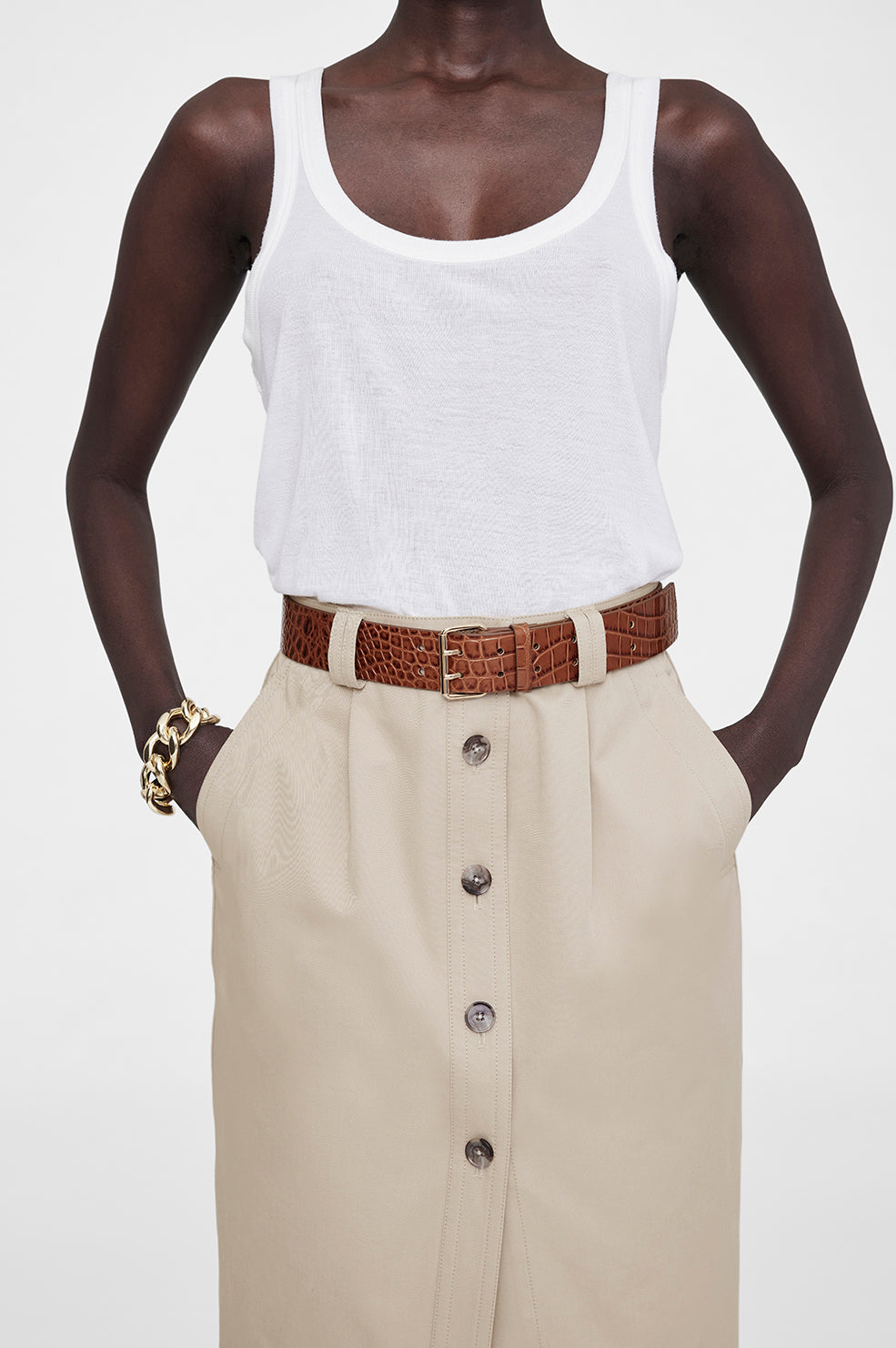 Anine Bing | Mila Belt - Embossed Brown