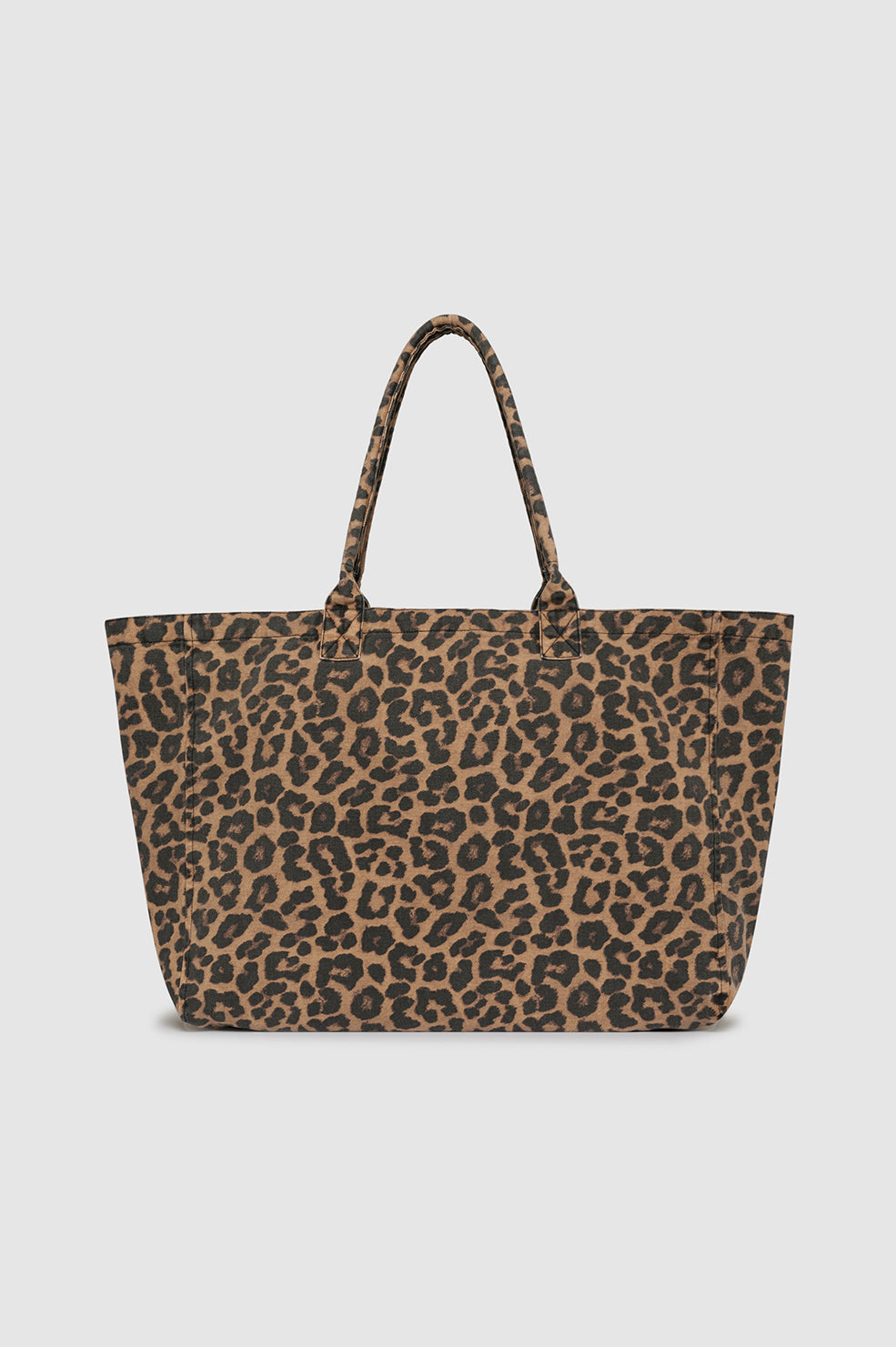 Anine Bing | Leo Canvas Tote - Black & Brown Leopard