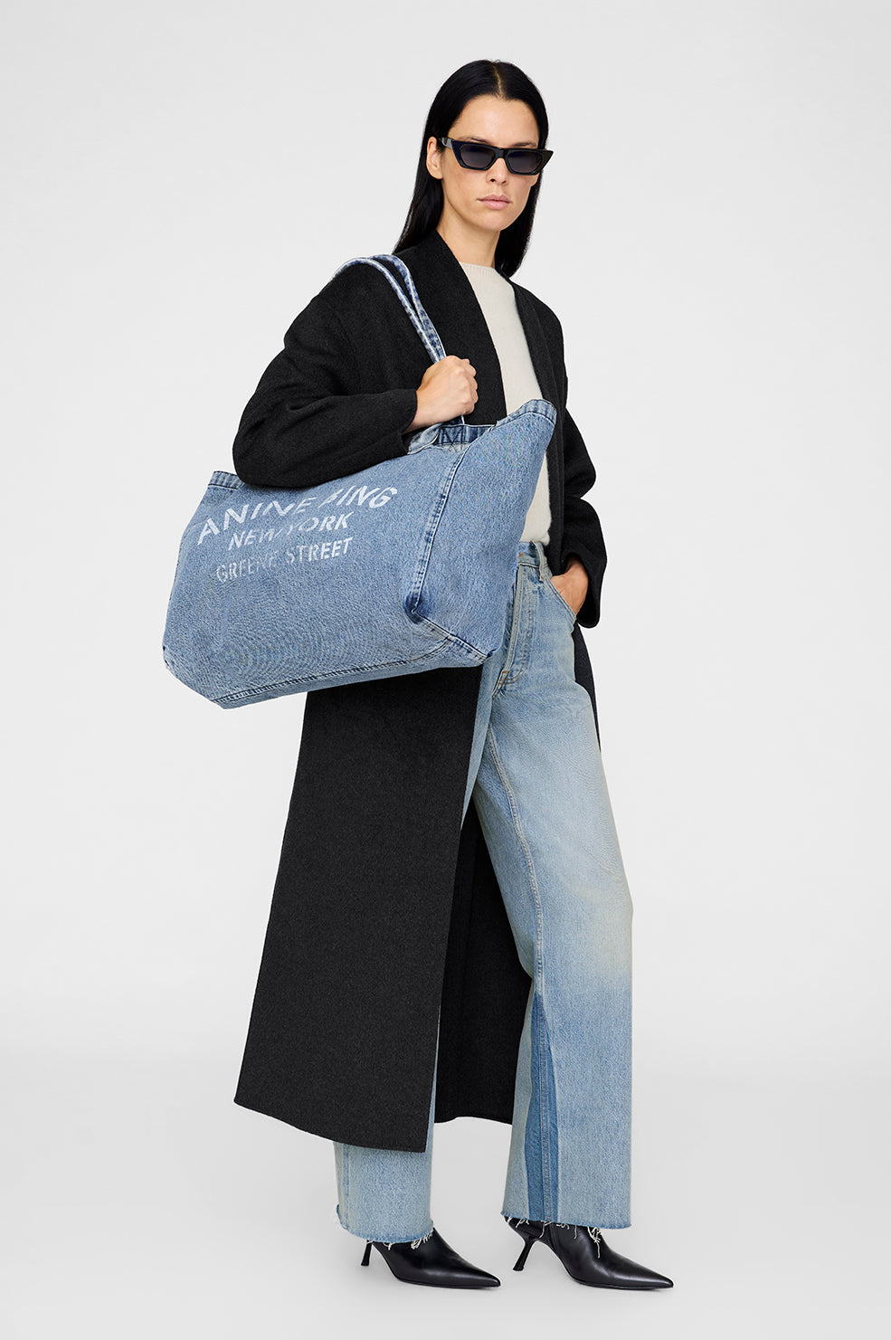 Anine Bing | Leo Denim Tote - Shadow Blue