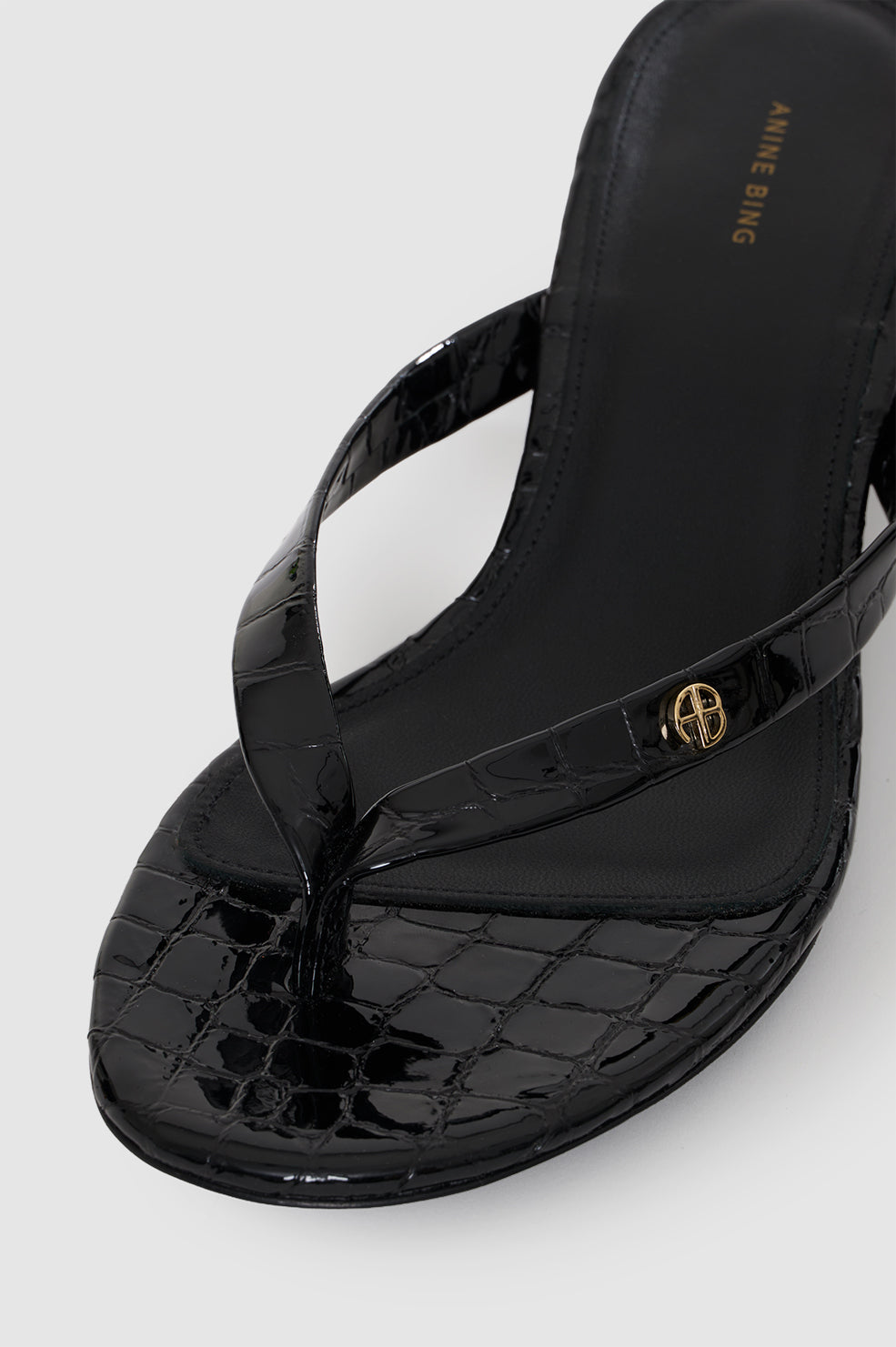Anine Bing | Noelle Thong Heels - Embossed Black