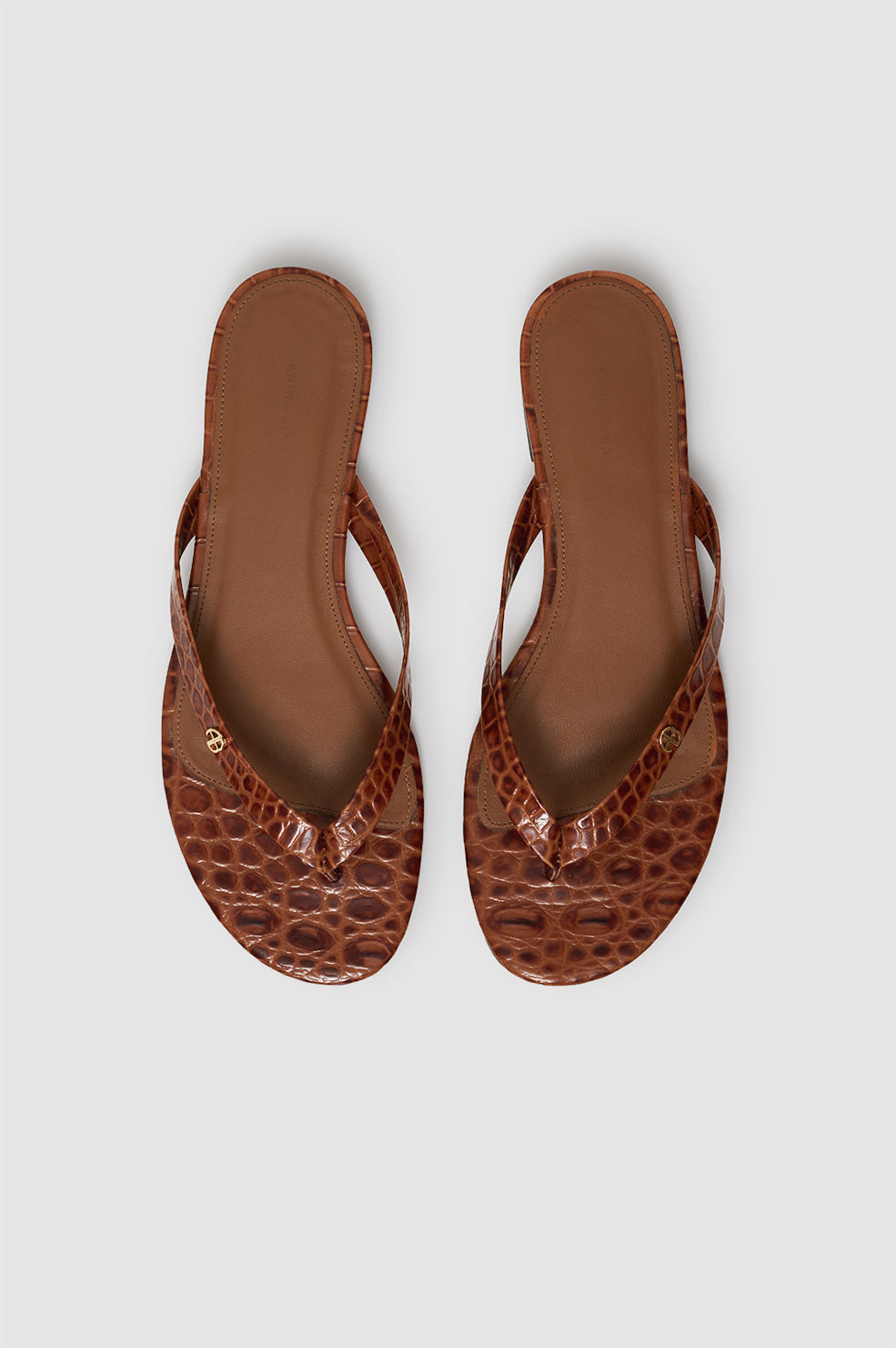 Anine Bing | Noelle Thong Sandals - Embossed Brown