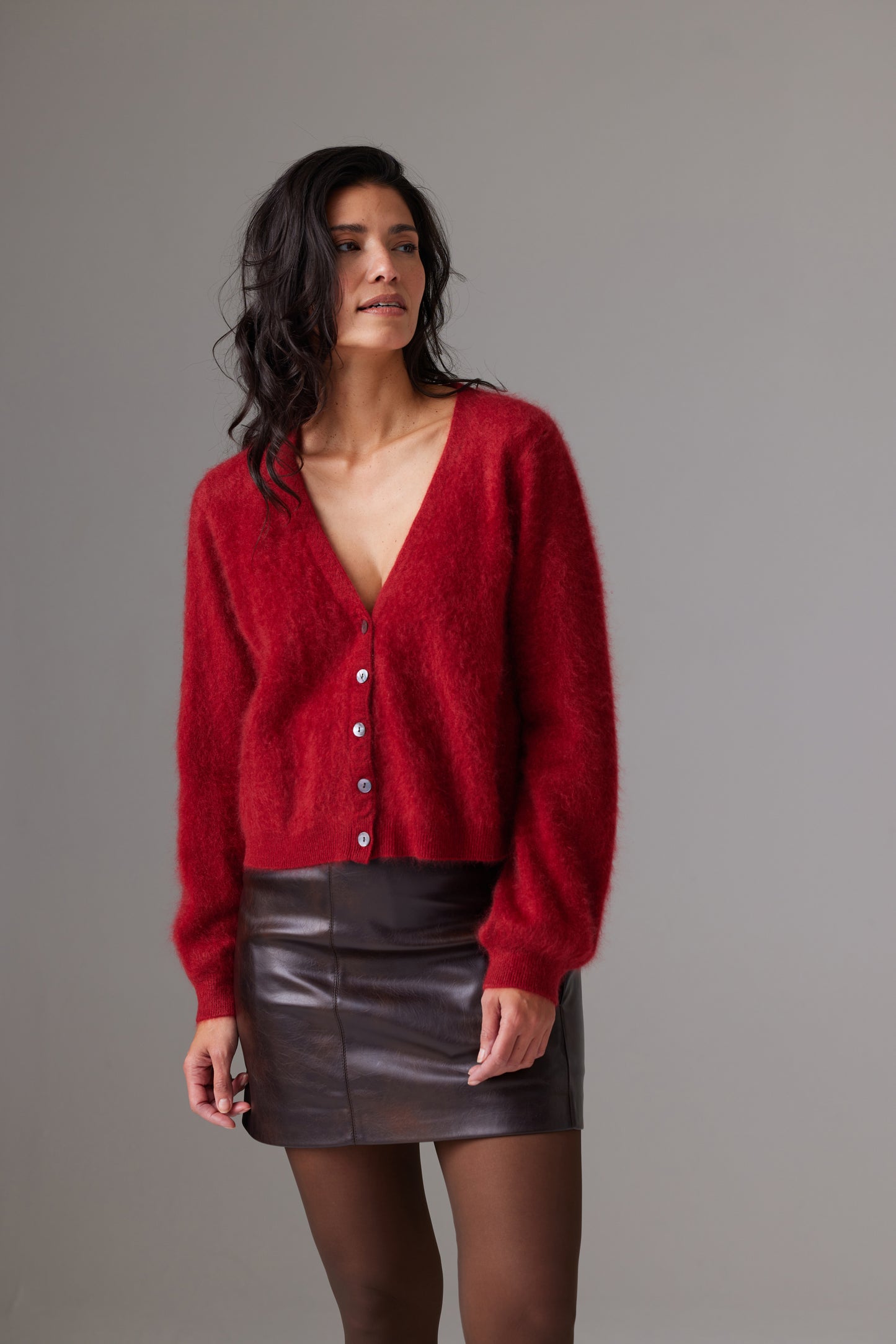 CRUSH | Brushed Liusa Cardi - Dahlia