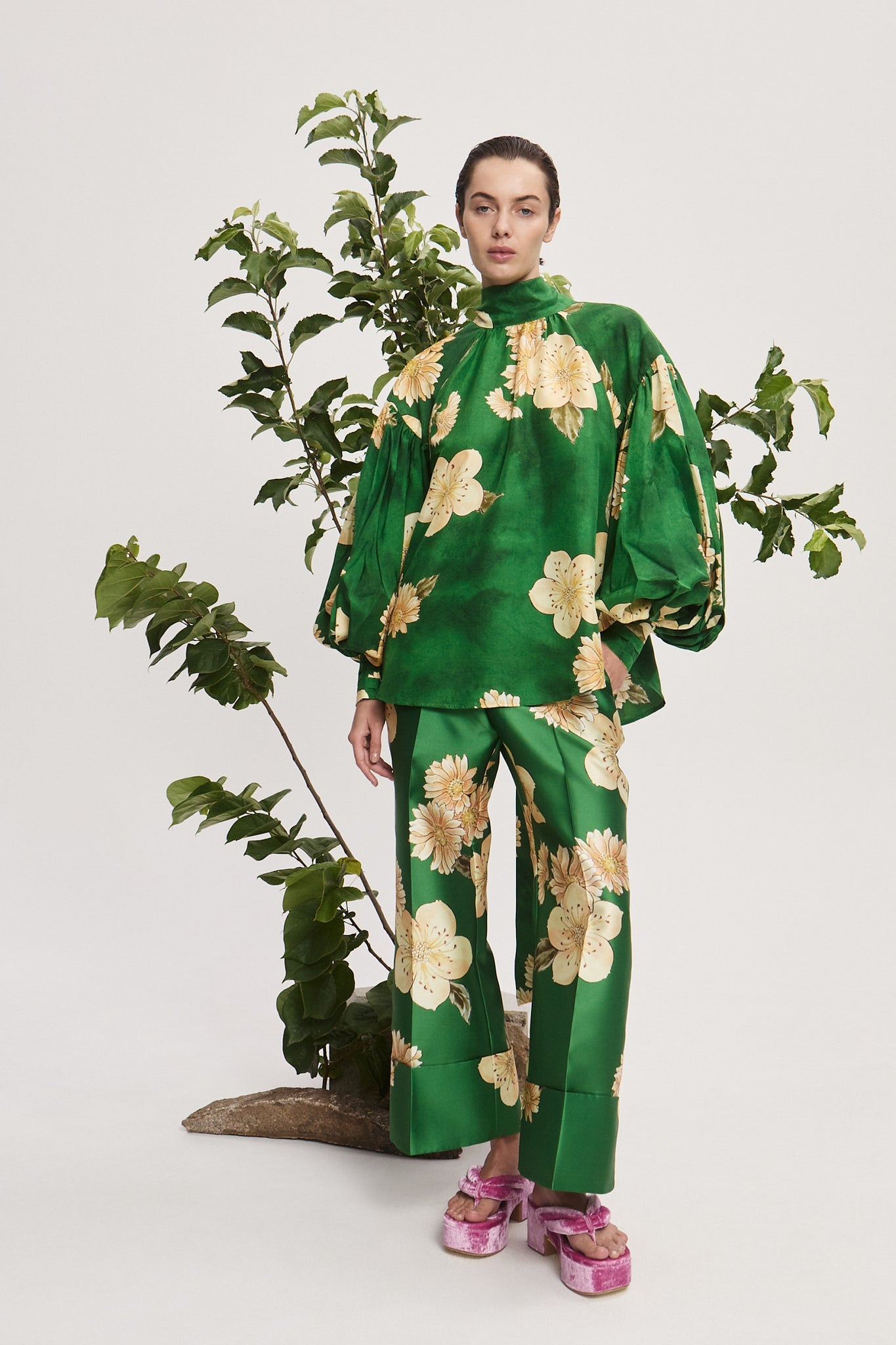 Alemais | Sage Silk Blouse