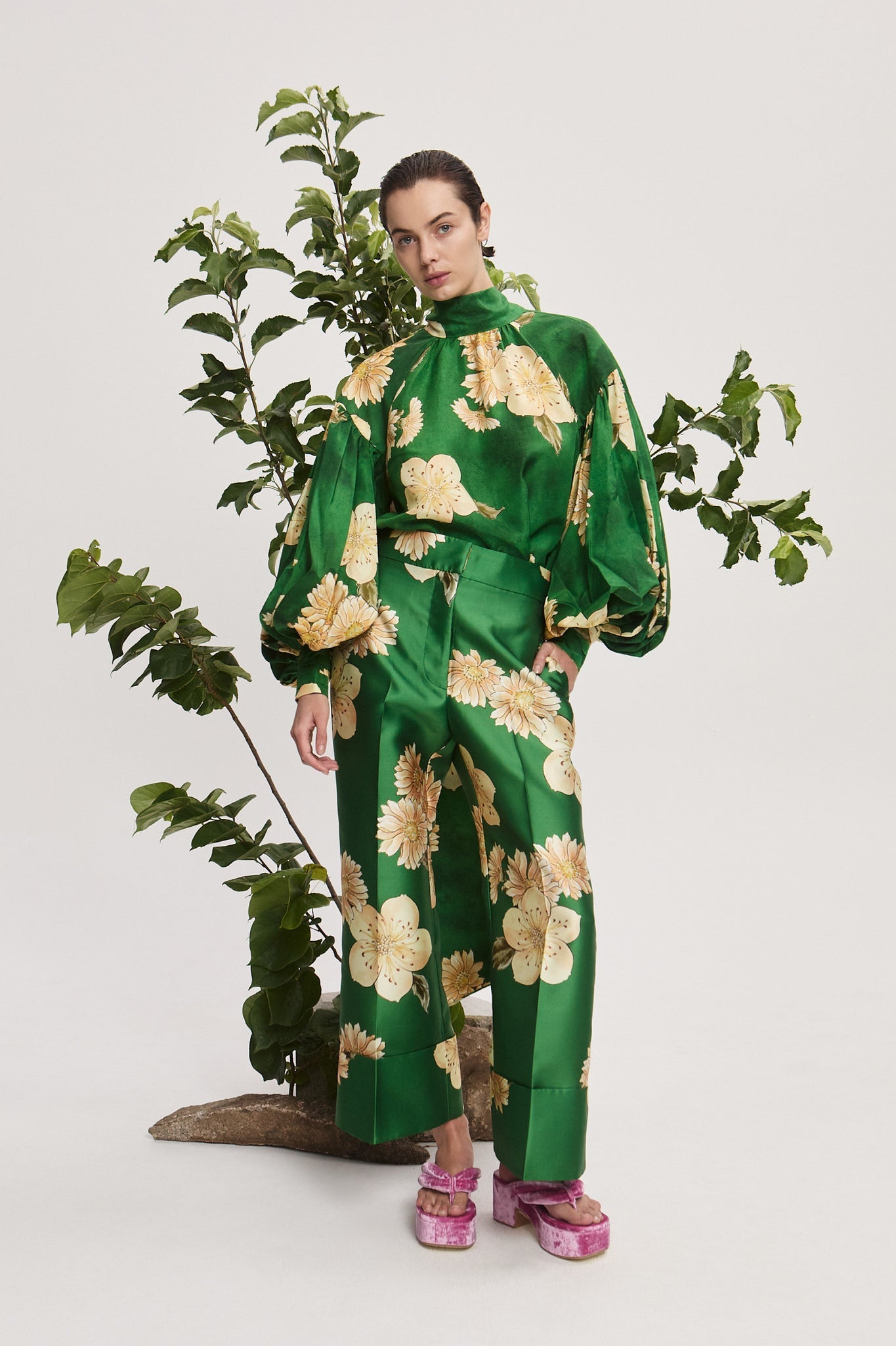 Alemais | Sage Silk Blouse