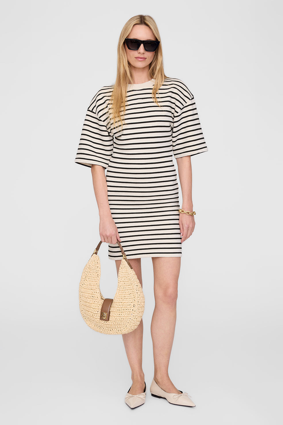 Anine Bing | Mona Dress - Black Stripe French Terry