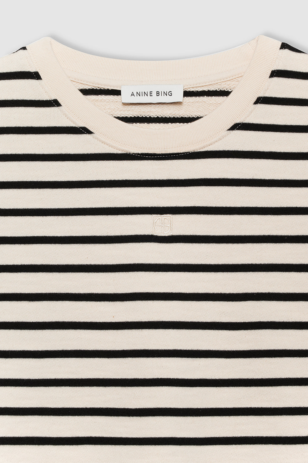 Anine Bing | Myers Cropped Tee - Black Stipe French Terry