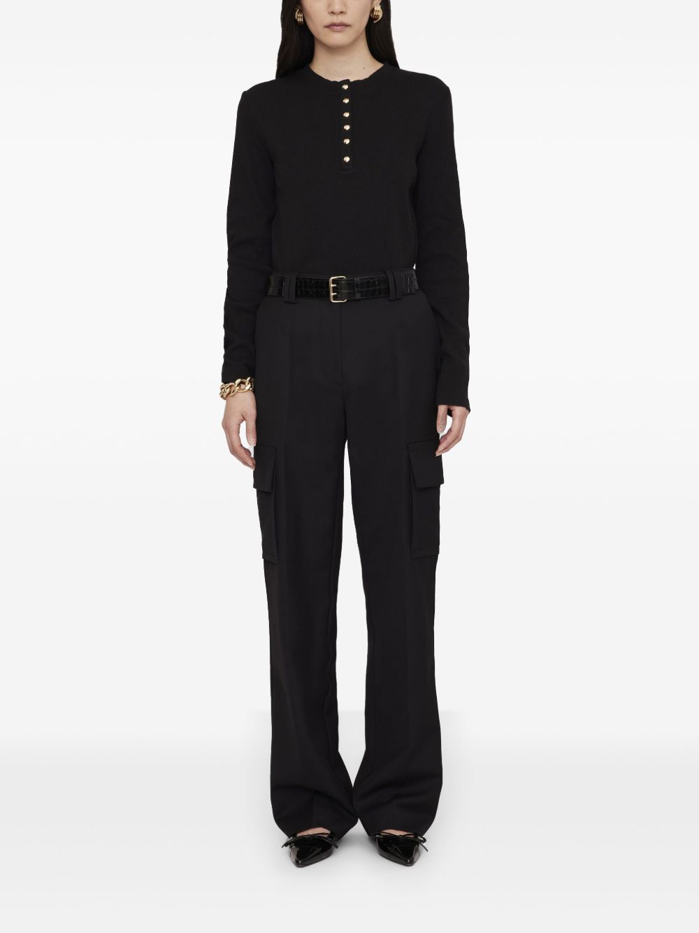 Anine Bing | Alessia Long Sleeve Tee - Black