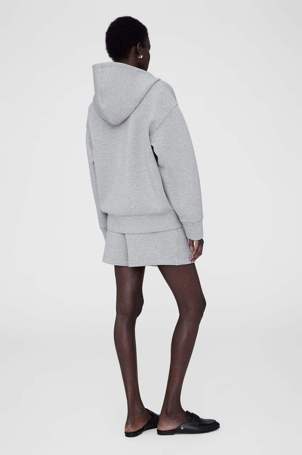 Anine Bing | Bond Zip Up Hoodie Framed Monogram - Heather Grey