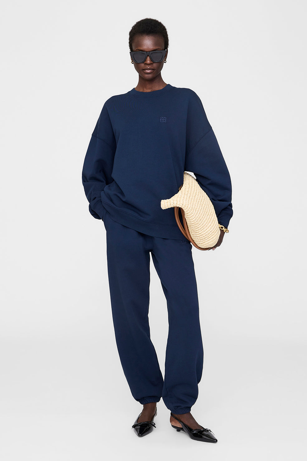 Anine Bing | Karter Jogger Framed Monogram - Washed Navy