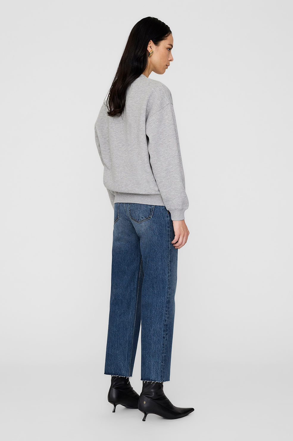 Anine Bing | Spencer Sweatshrit AB - Medium Heather Grey with Navy