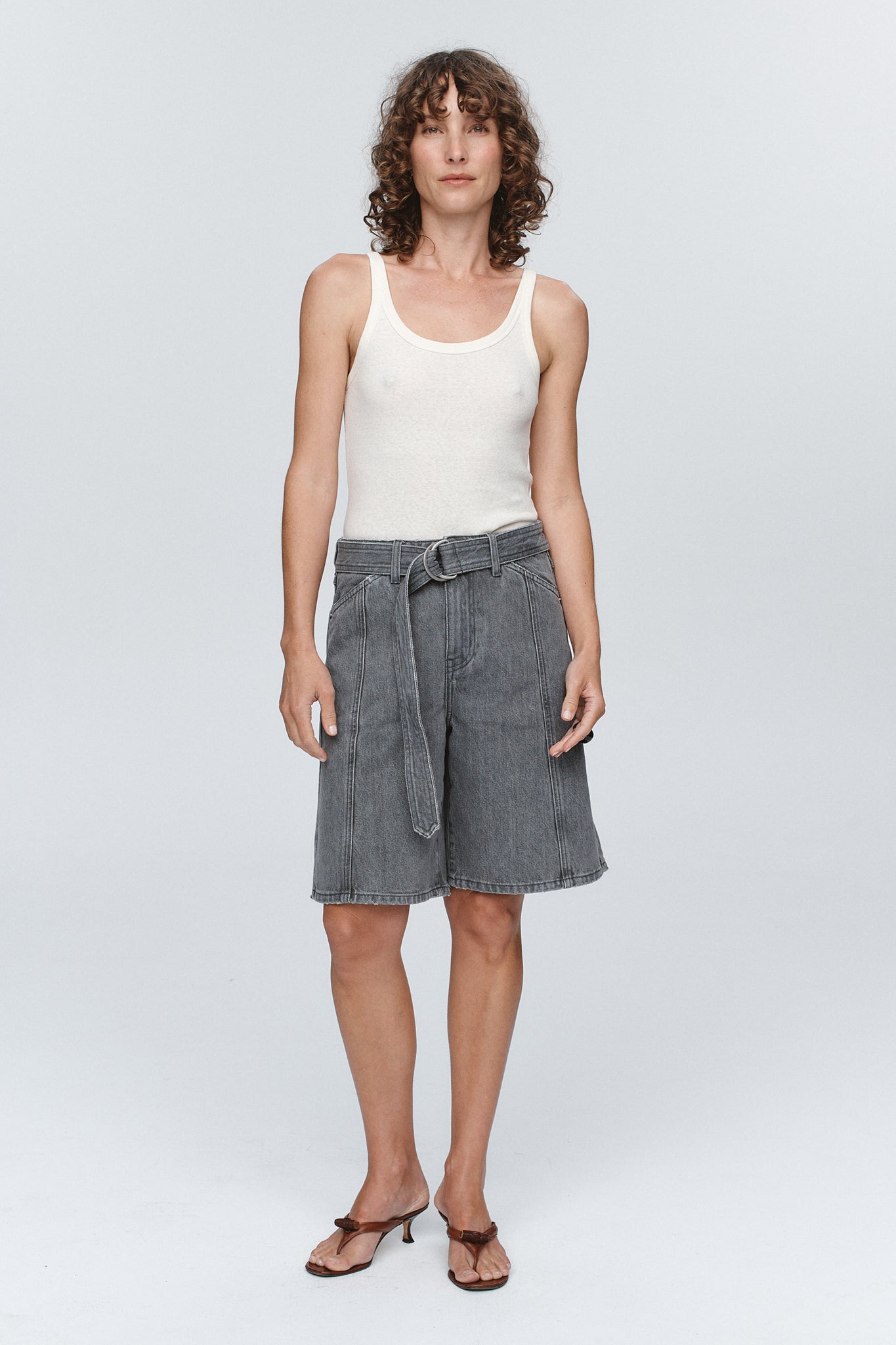 Marle | Belted Jean Short - Stone