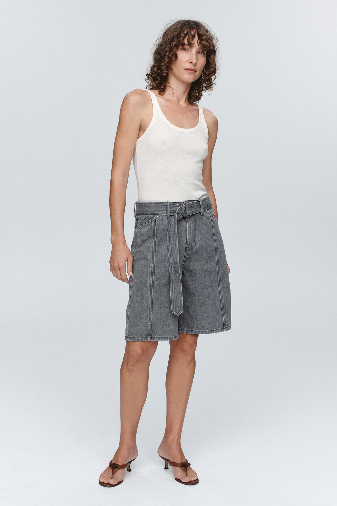 Marle | Belted Jean Short - Stone