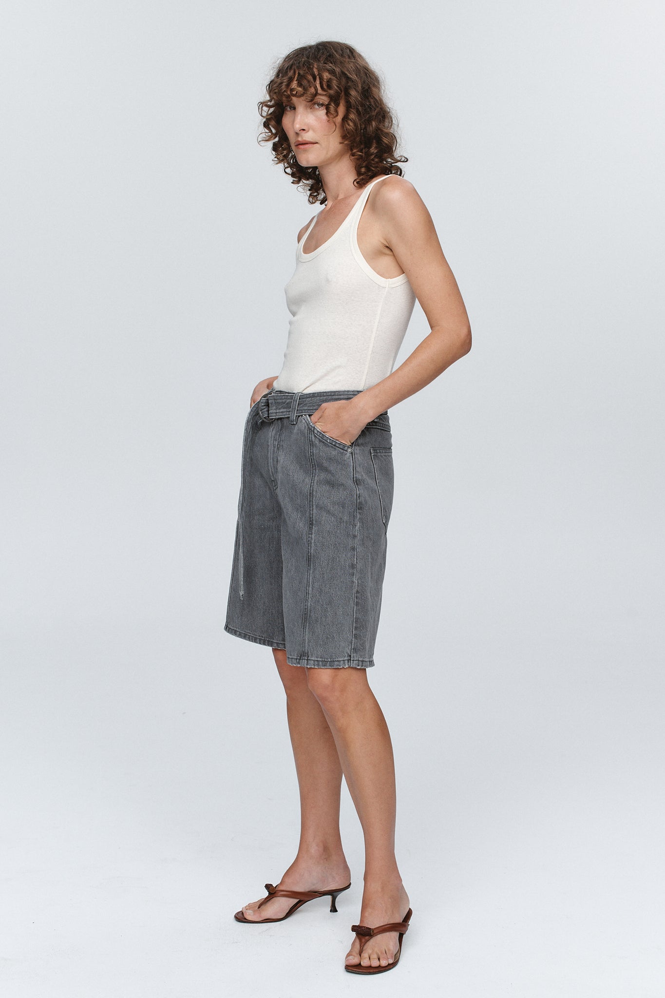 Marle | Belted Jean Short - Stone