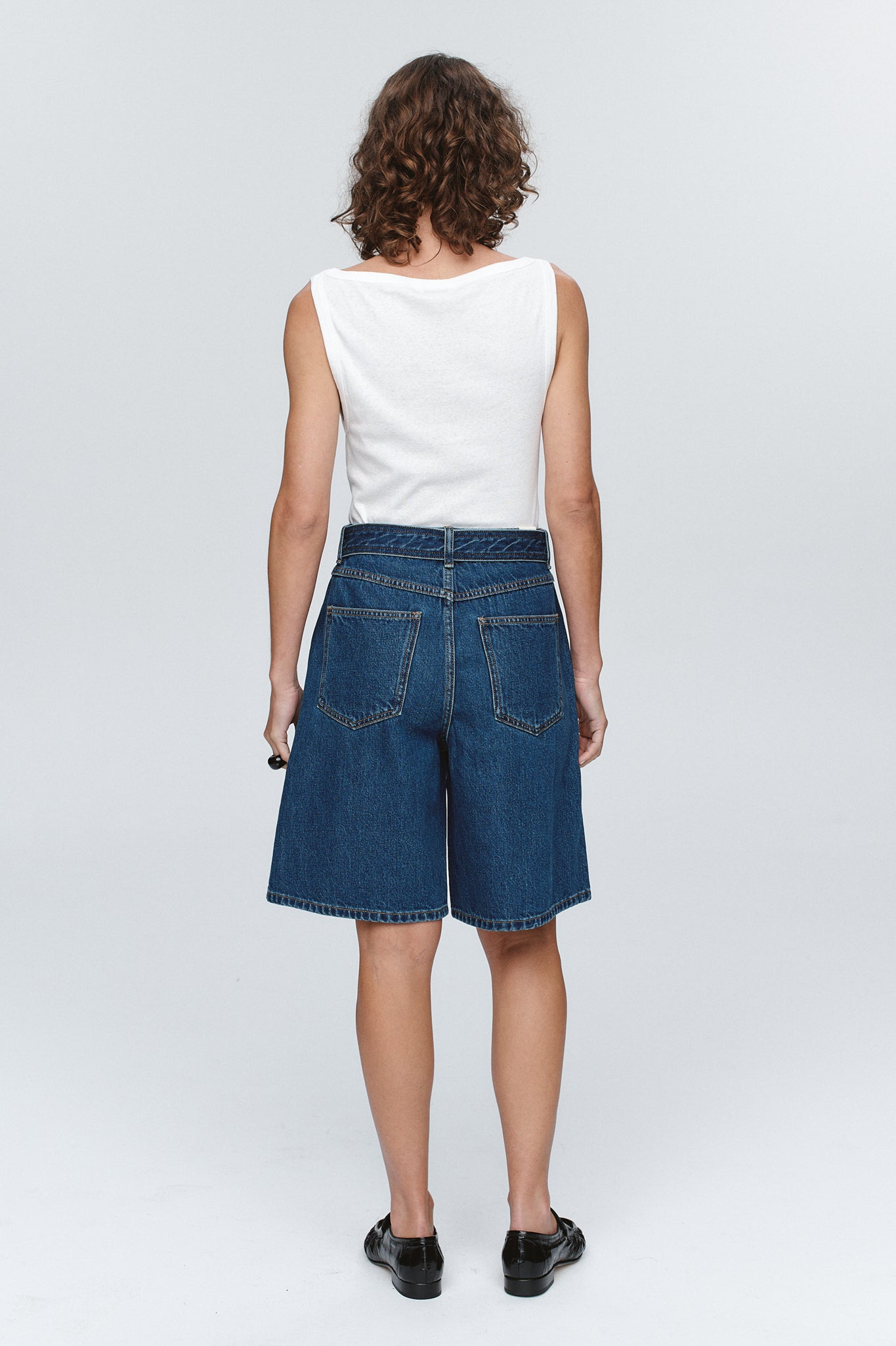 Marle | Belted Jean Short - Washed Indigo