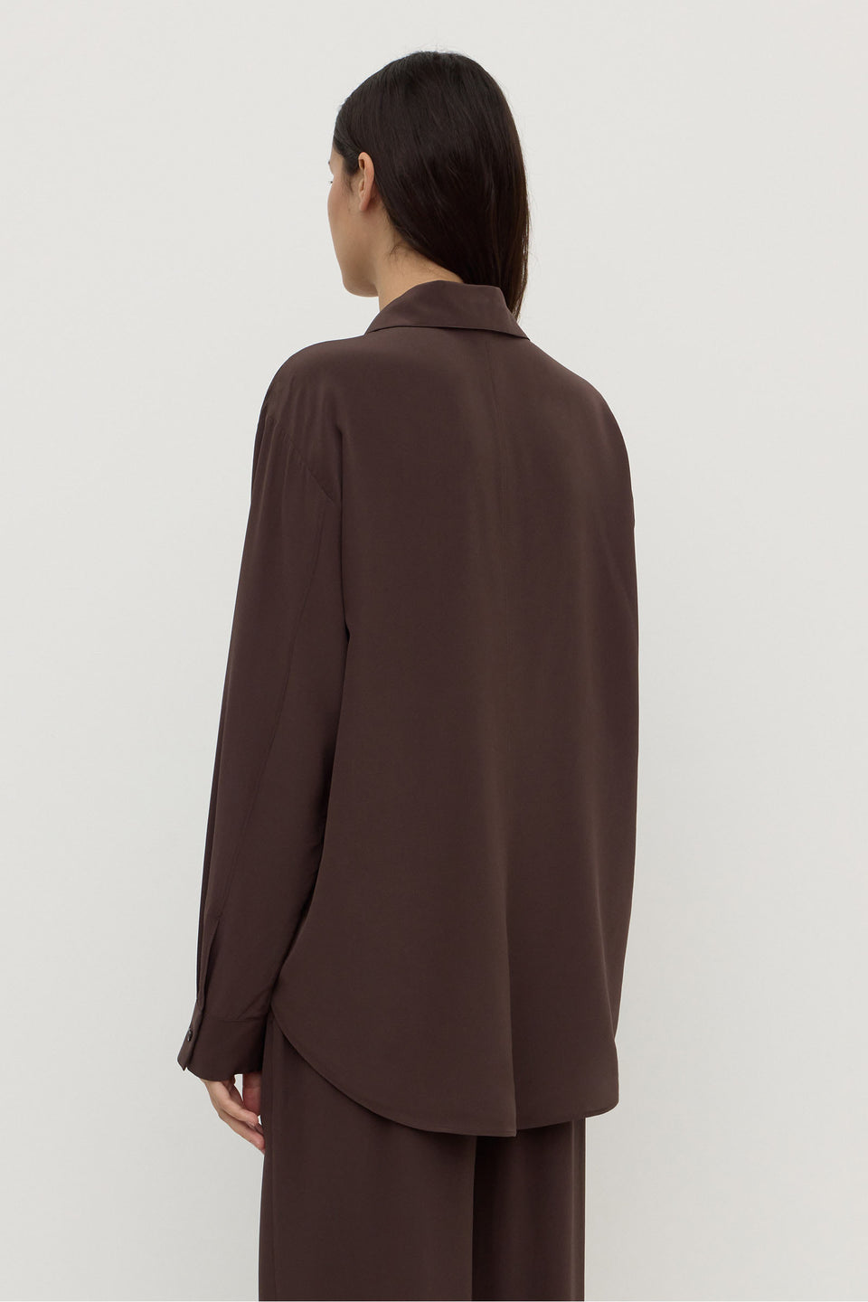Assembly Label | Betty Silk Long Sleeve Shirt - Ganache