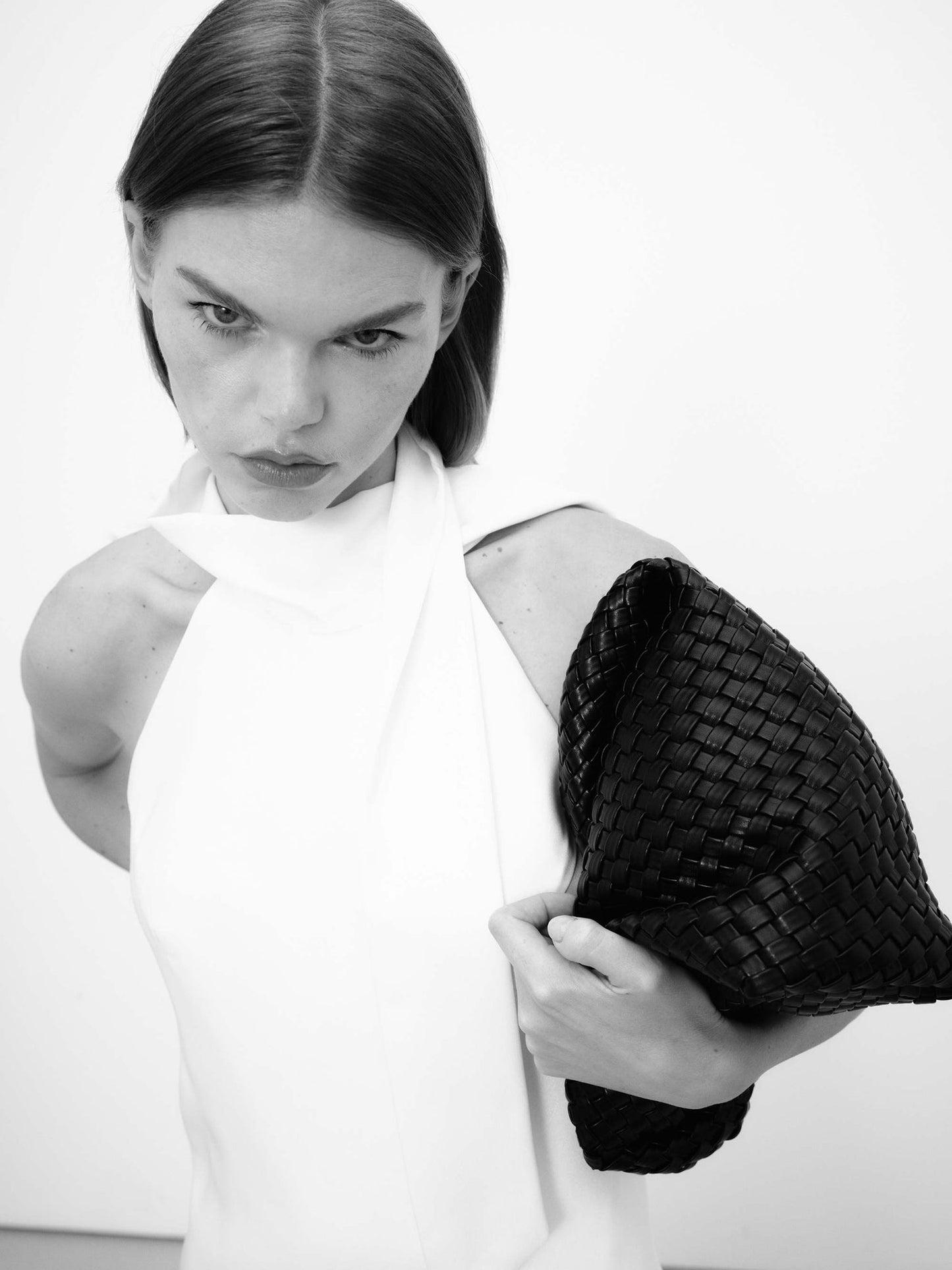 Rylan | Alt-Leather Small Woven Tote - Black
