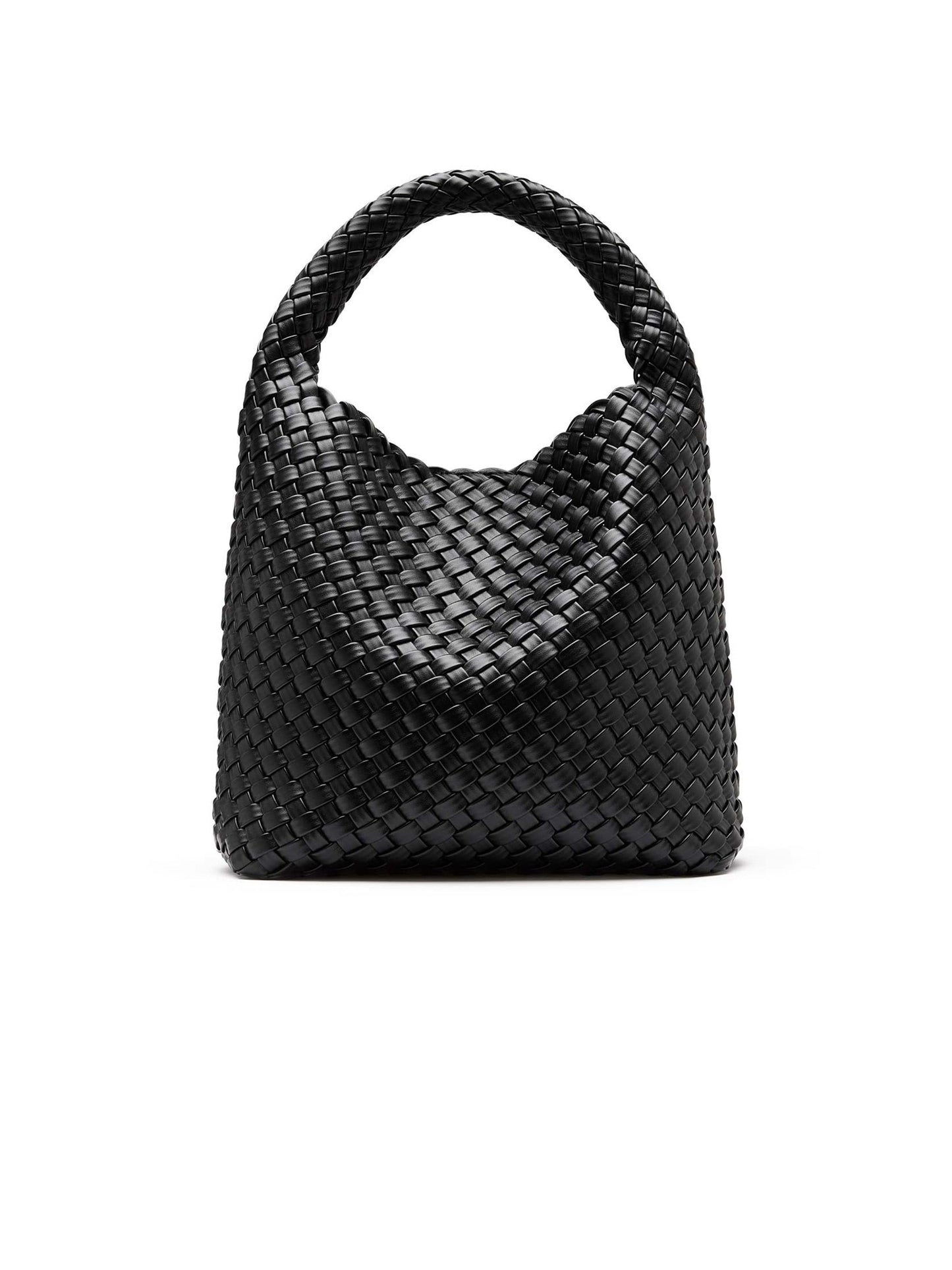 Rylan | Alt-Leather Small Woven Tote - Black