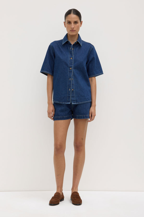 Assembly Label | Boxy Denim Short Sleeve Shirt - Heritage Blue