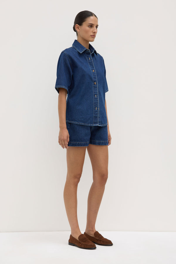 Assembly Label | Boxy Denim Short Sleeve Shirt - Heritage Blue