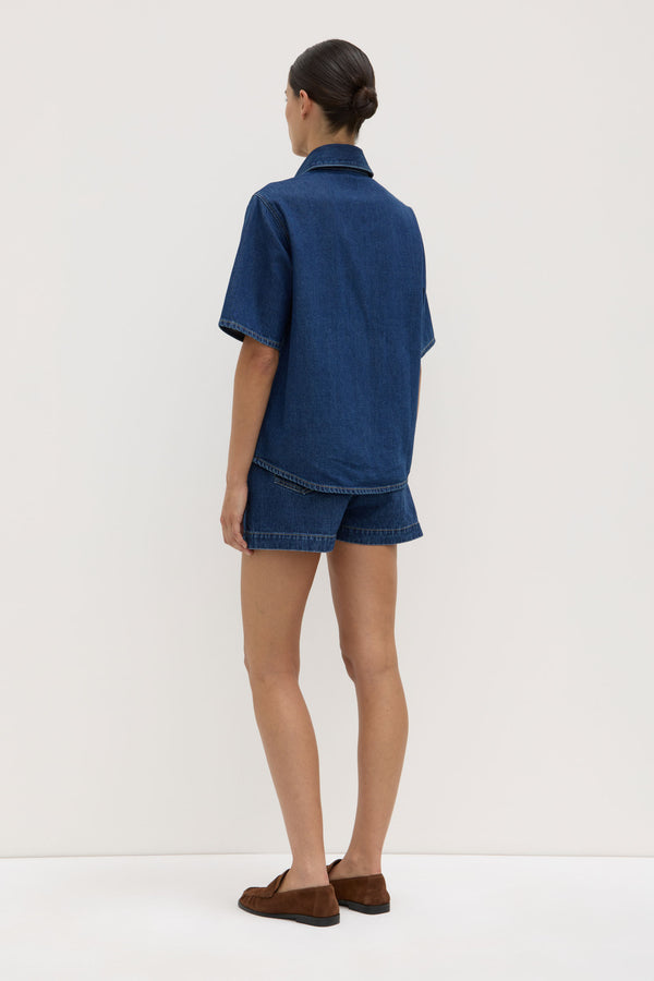Assembly Label | Boxy Denim Short Sleeve Shirt - Heritage Blue