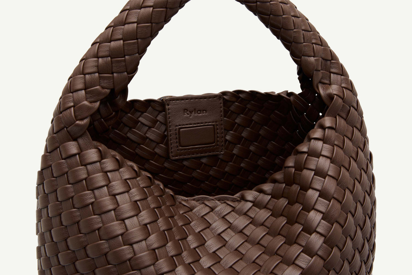 Rylan | Alt-Leather Small Woven Tote - Brown