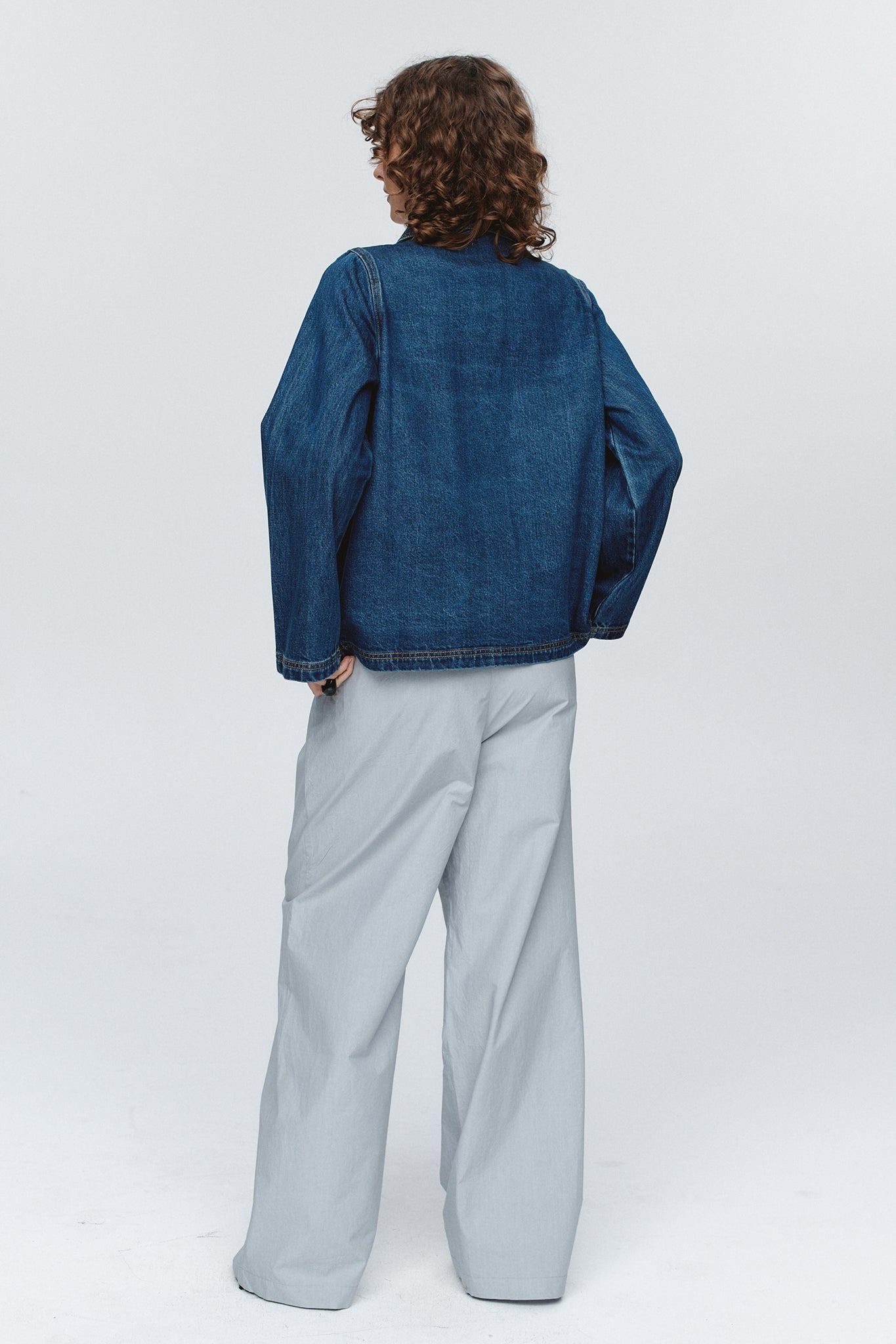 Marle | Cropped Pea Jacket - Washed Indigo