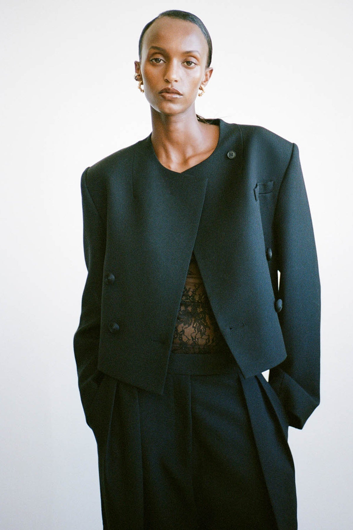 Camilla & Marc | Caius Collarless Cropped Blazer - Black