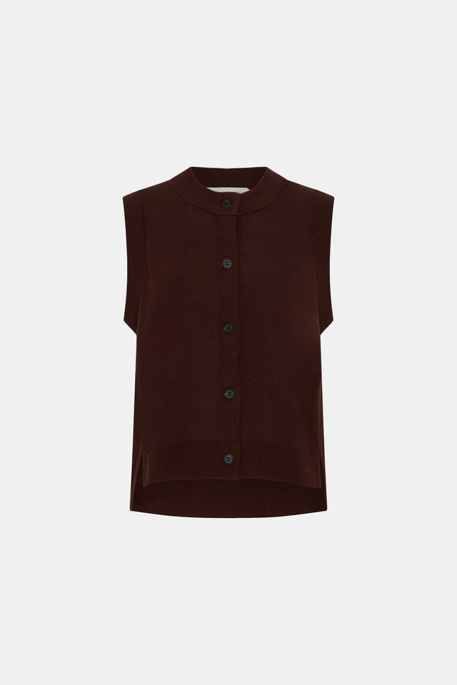 Camilla and Marc | Cardinal Sleeveless Cardigan - Chocolate