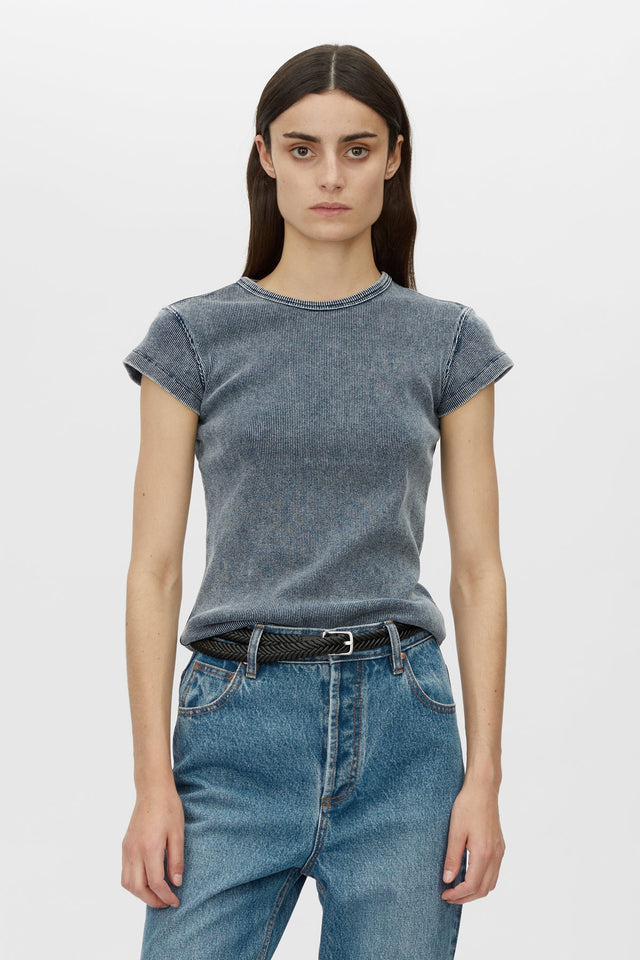 Camilla and Marc | Elara Rib Logo Tee - Classic Blue