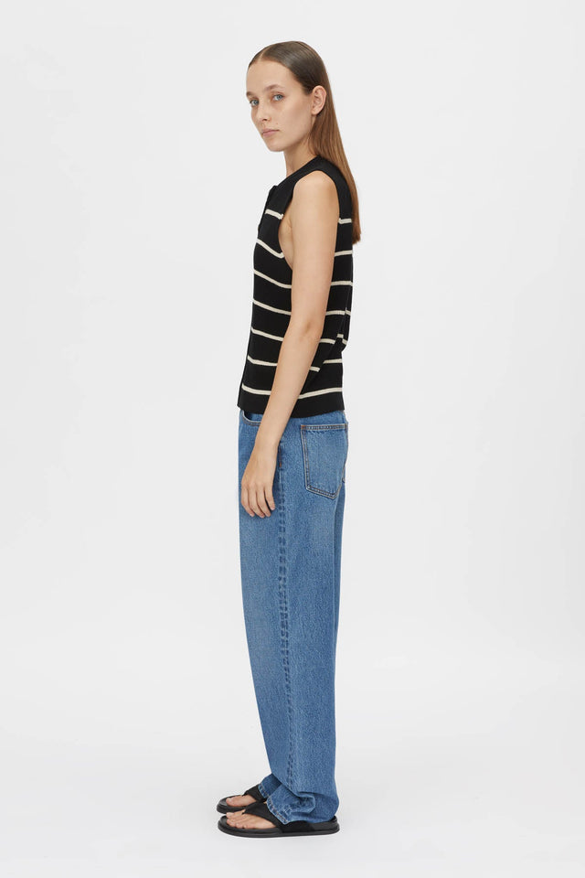 Camilla and Marc | Gale Button Up Sleeveless Cardigan - Black & Beige