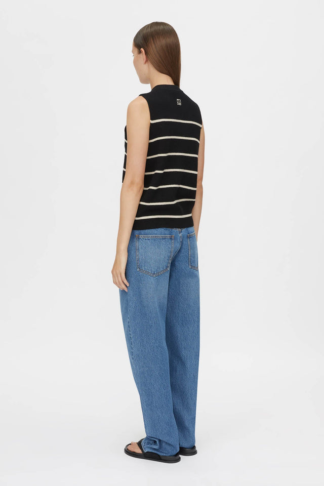 Camilla and Marc | Gale Button Up Sleeveless Cardigan - Black & Beige