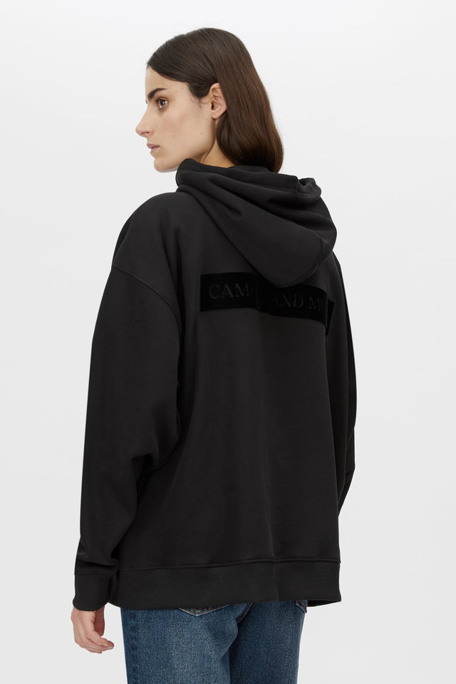 Camilla and Marc | Grid Flocking Logo Hoodie - Black