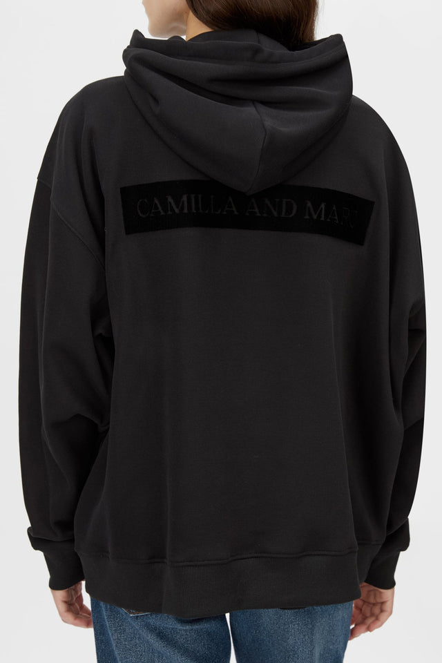 Camilla and Marc | Grid Flocking Logo Hoodie - Black