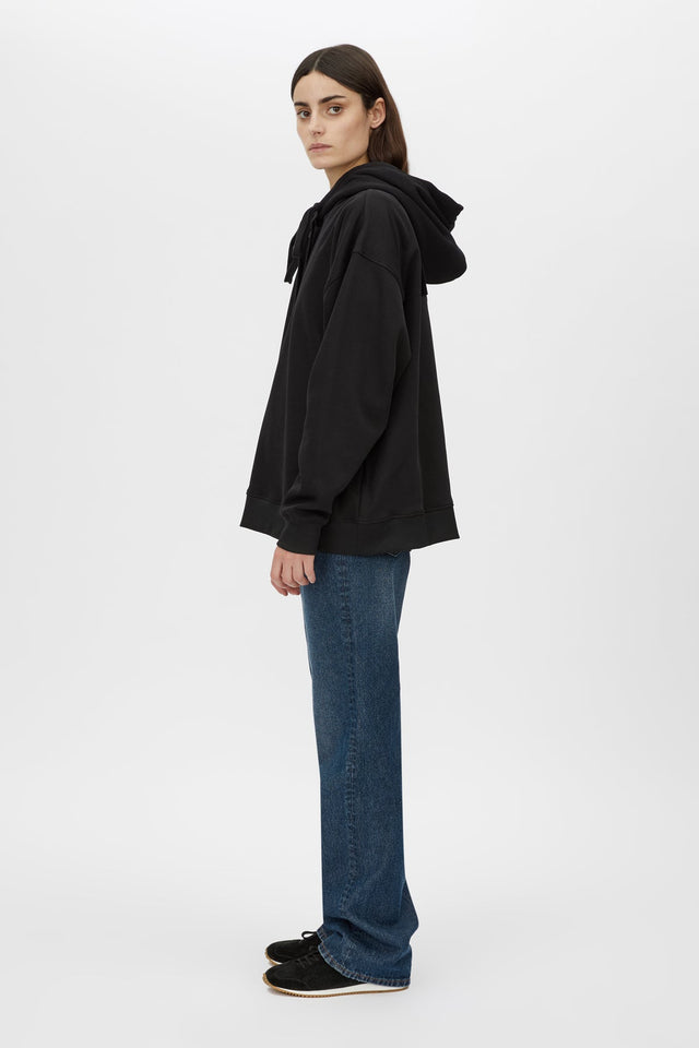Camilla and Marc | Grid Flocking Logo Hoodie - Black