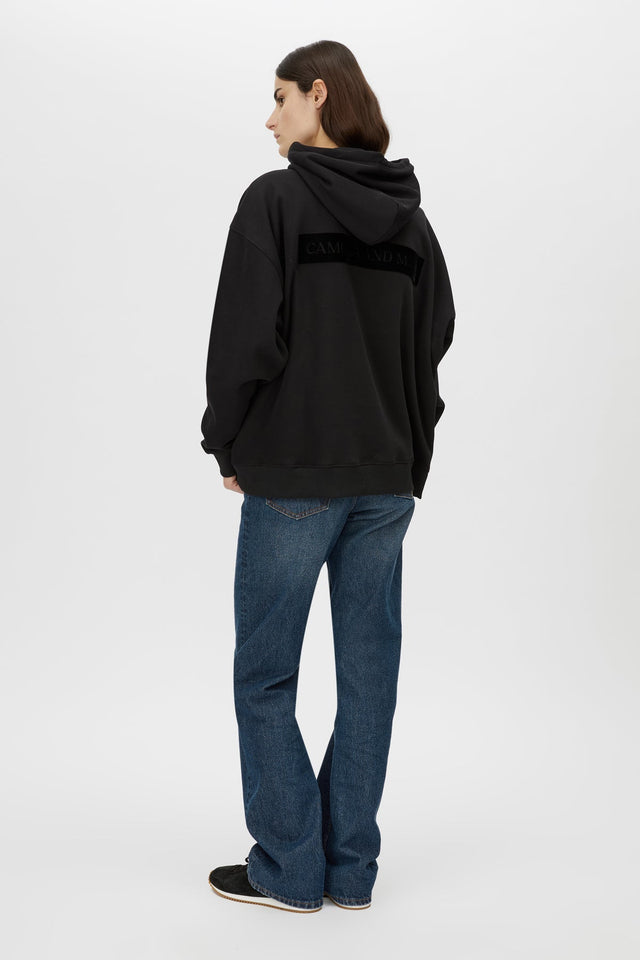 Camilla and Marc | Grid Flocking Logo Hoodie - Black