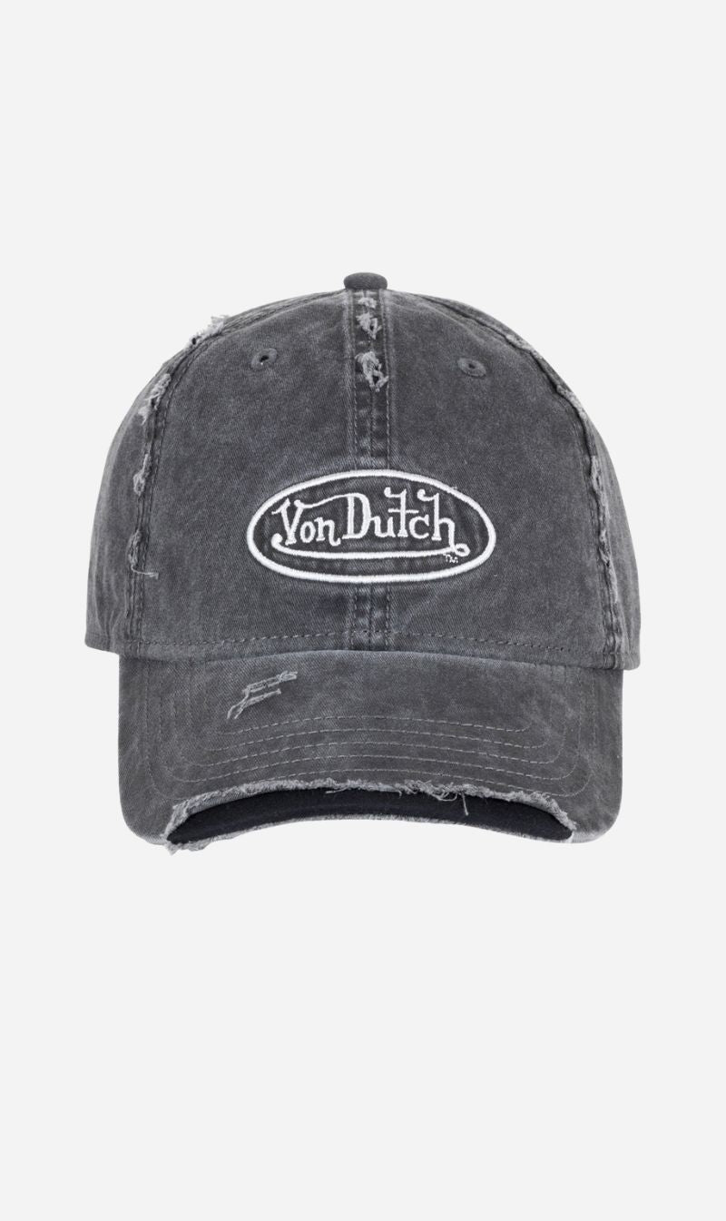 Von Dutch | Destroyed Twill Emboidery Dad Cap -Black
