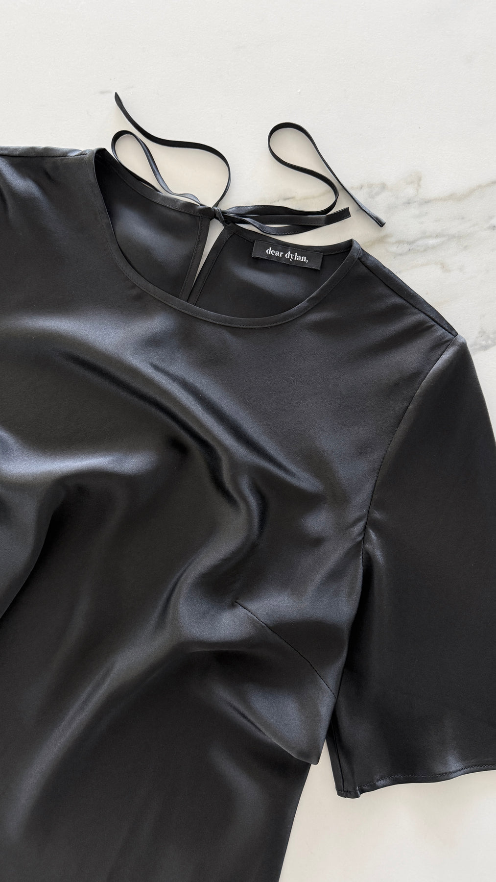Dear Dylan | Silk Bias Tee - Noir