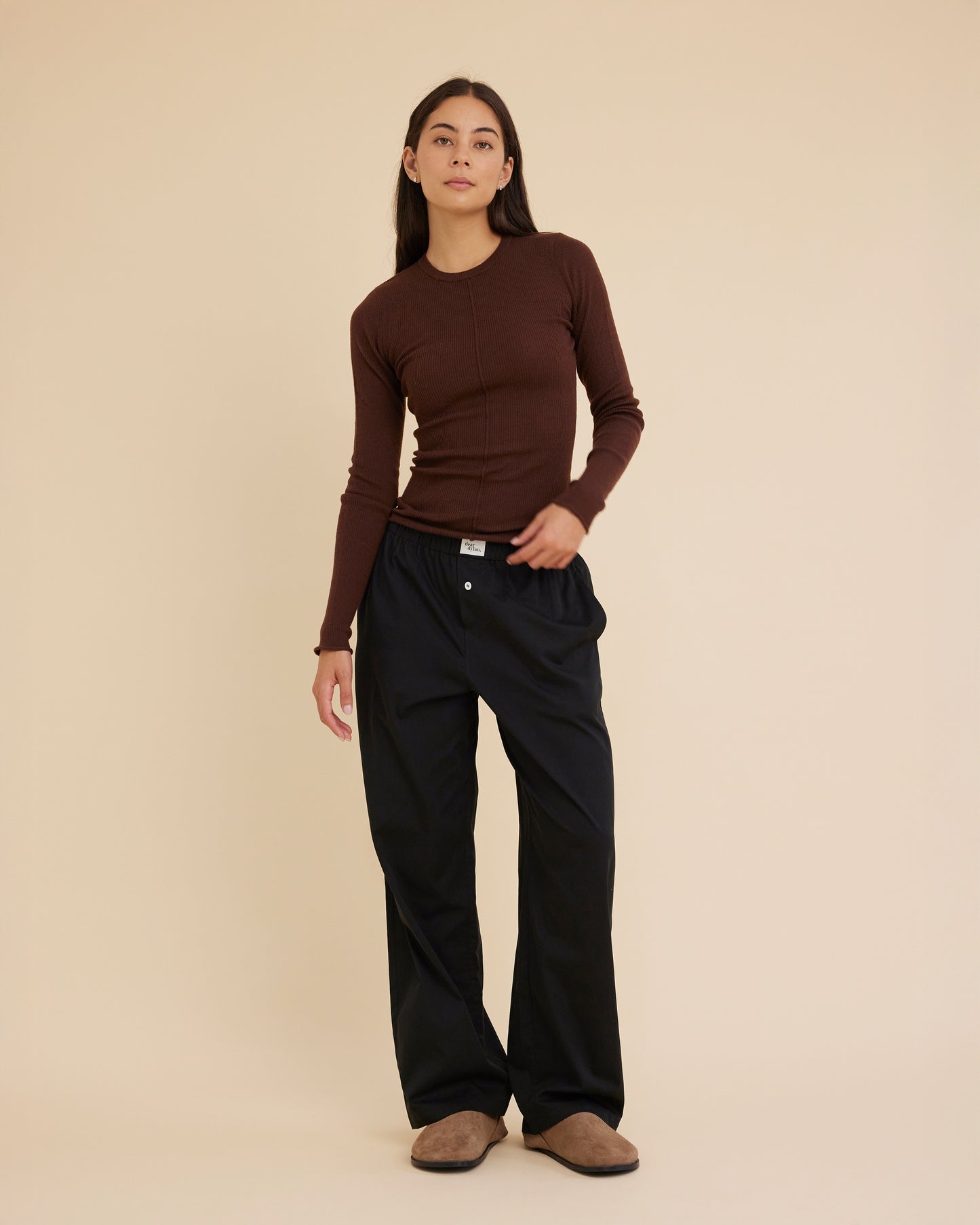 Dear Dylan | Merino Long Sleeve Knit - Tabac