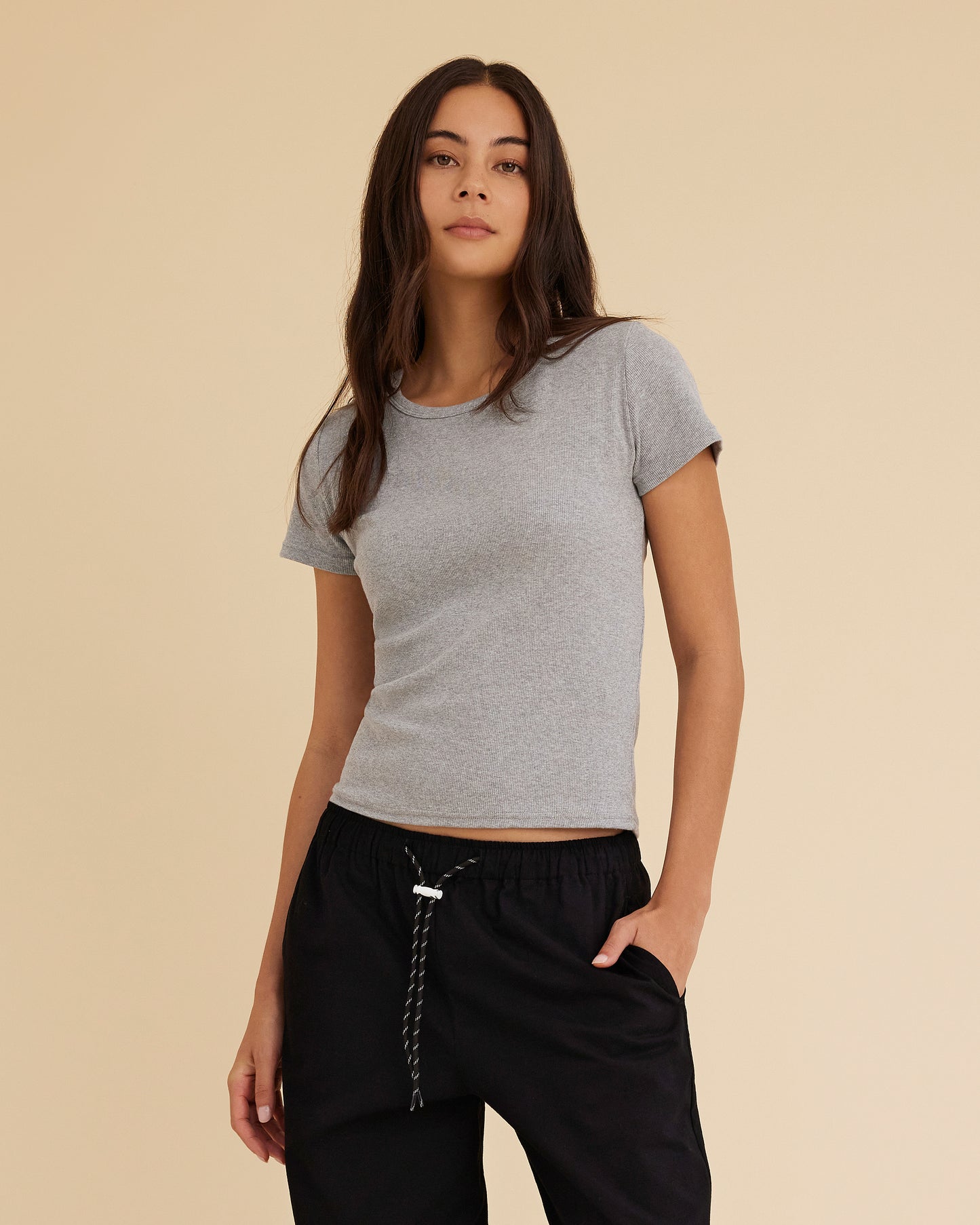 Dear Dylan | Baby Tee - Grey Marle