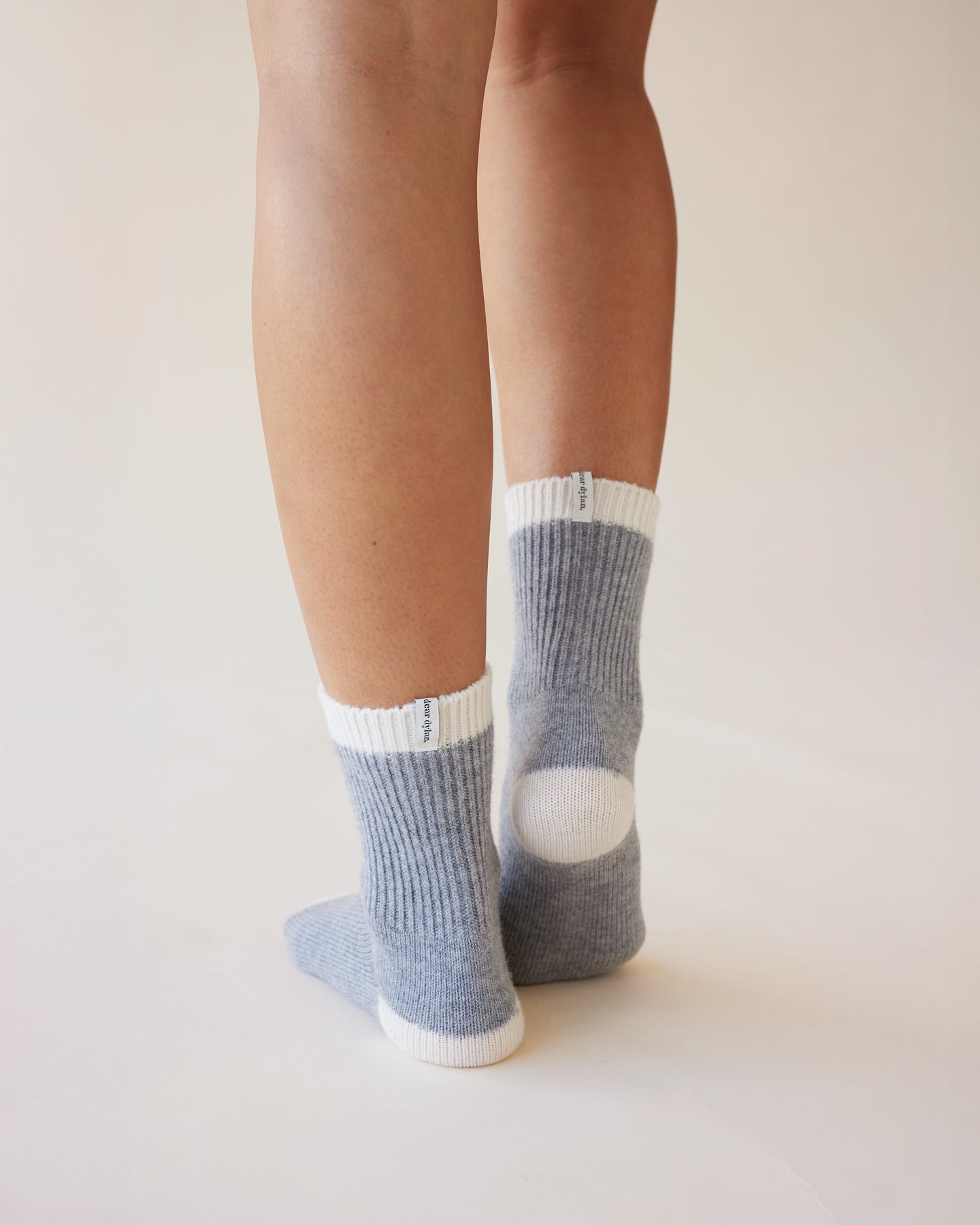 Dear Dylan | Wool Home Socks - Grey Marle / Ivory
