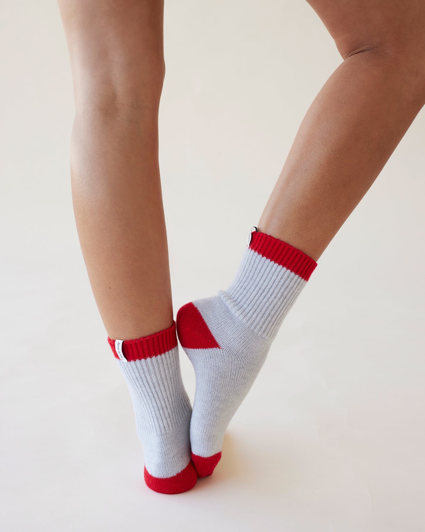 Dear Dylan | Wool Home Socks - Fog Marle / Cherry