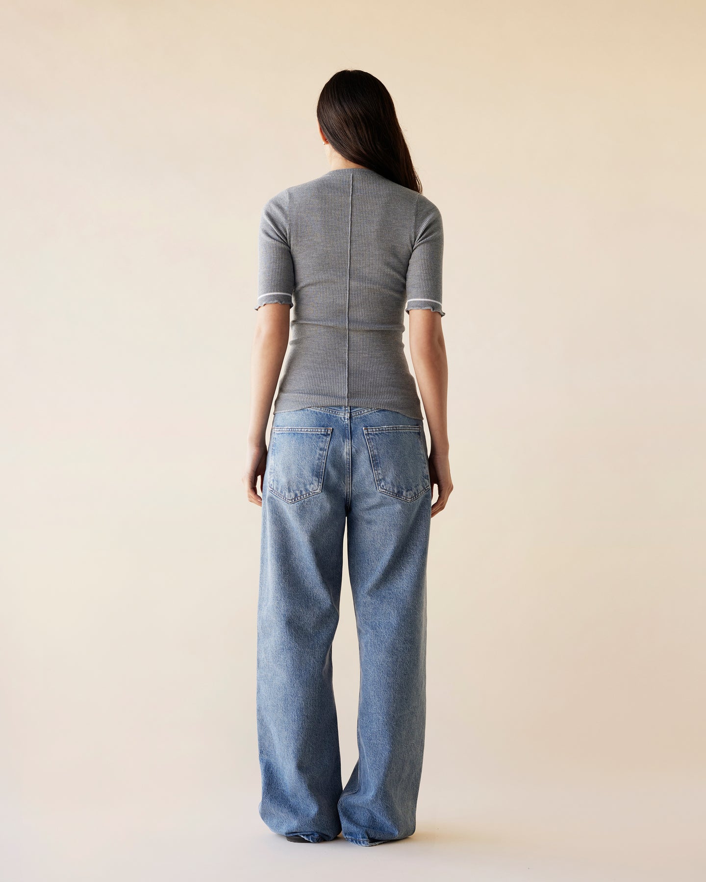 Dear Dylan | Merino Line Tee - Grey Marle