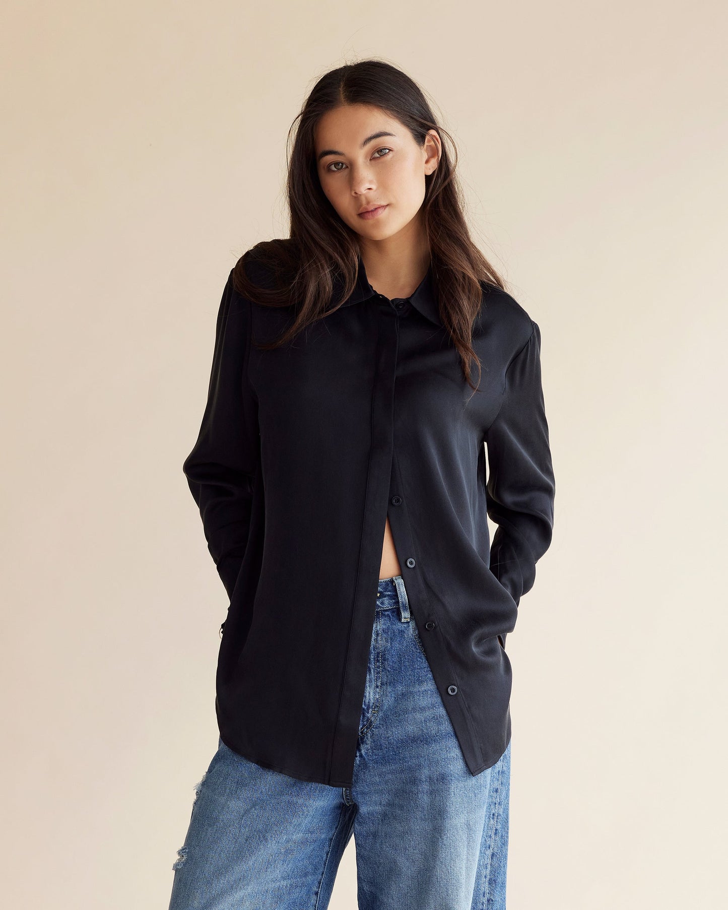 Dear Dylan | Dylan Silk Shirt - Noir