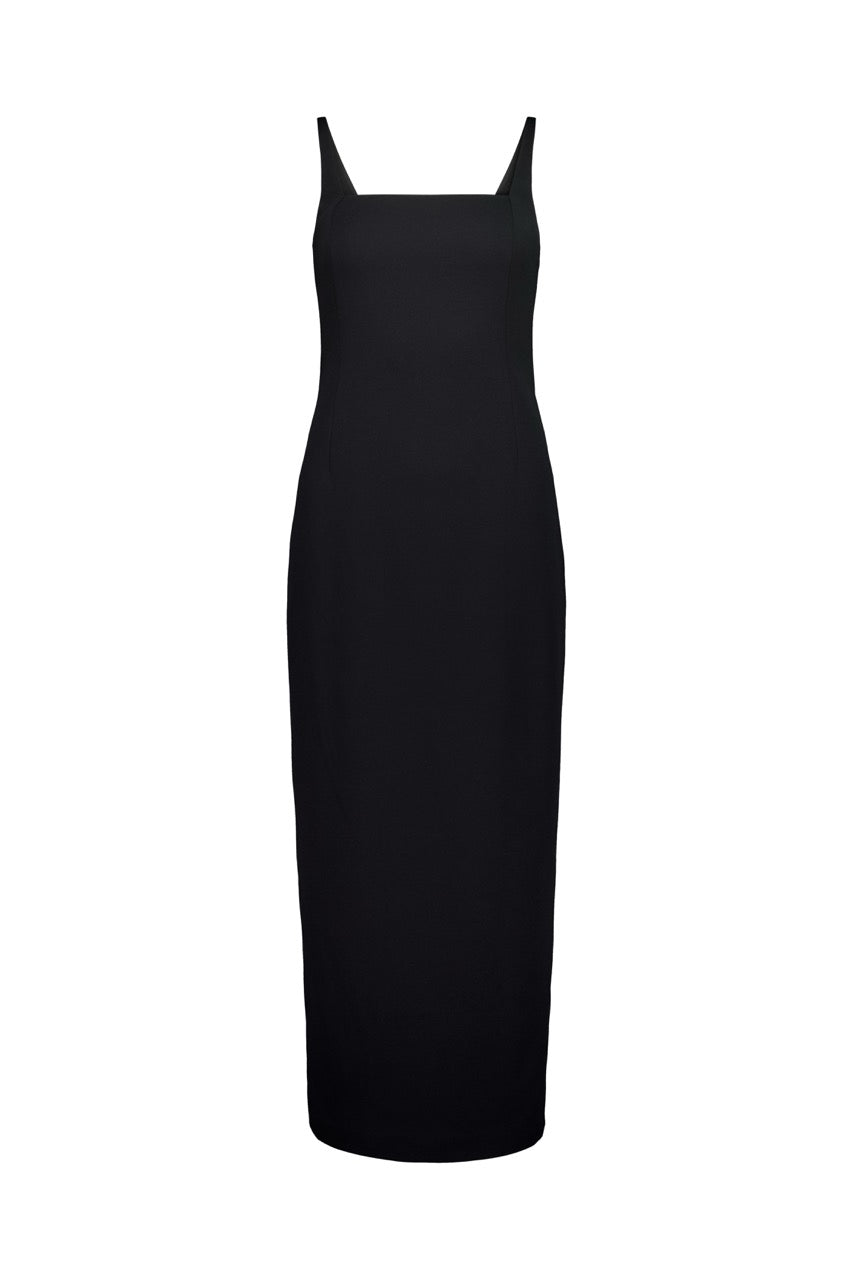 Rebe | Column Cape Dress - Black