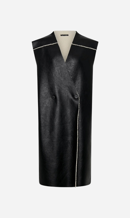 Camilla and Marc | Oswald Reverse Shearling Long Vest - Black