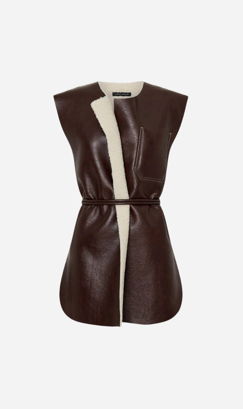 Camilla and Marc | Oswald Reverse Shearling Vest - Chicory