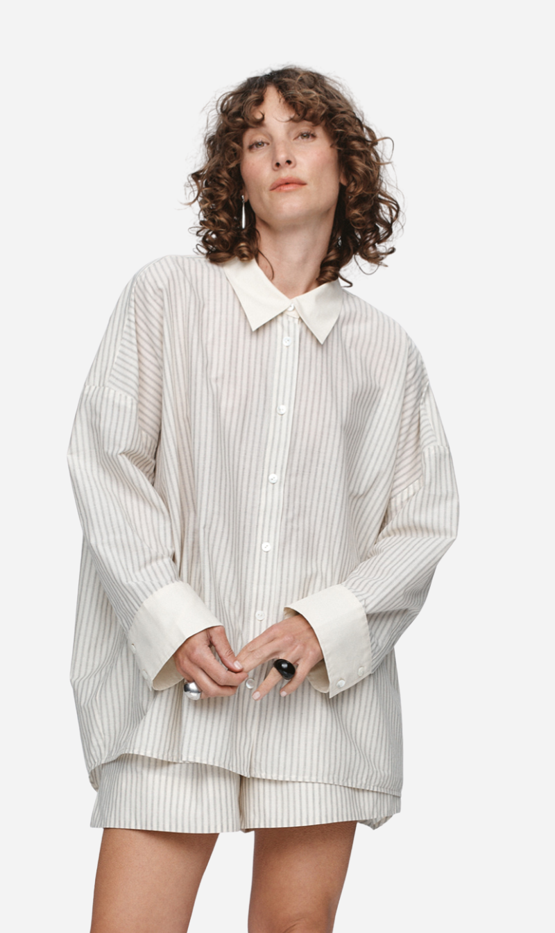 Marle | Edie Shirt - Grey Stripe